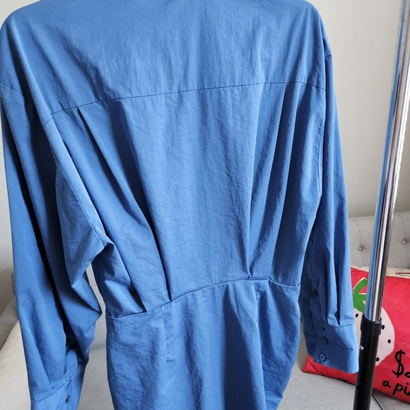 Zara Button Up Blue Shirt with Pockets - Picture 4 of 9